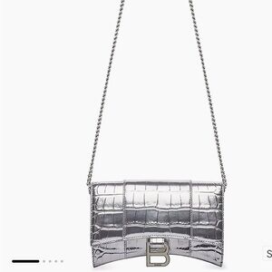 Balenciaga Hourglass Silver Wallet Purse